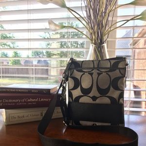 Coach Signature Gray and Black Crossbody Purse!!